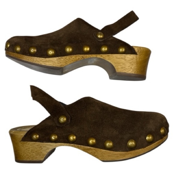 Tory Burch Blythe Studded Suede Clogs – Arabica Brown Size 6 - Picture 4 of 13